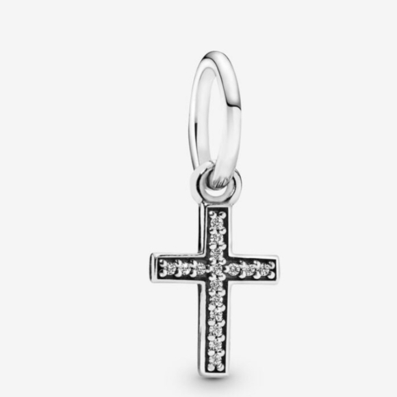 Pandora Sparkling Cross Dangle Charm - Picture 1 of 6